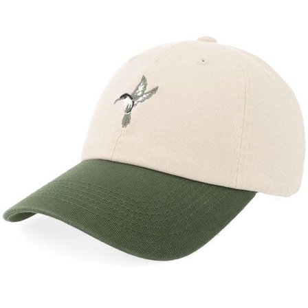 Iconic - Beige unconstructed Keps - Green Bird Stone Washed Stone/Dark Green Dad Cap @ Hatstore