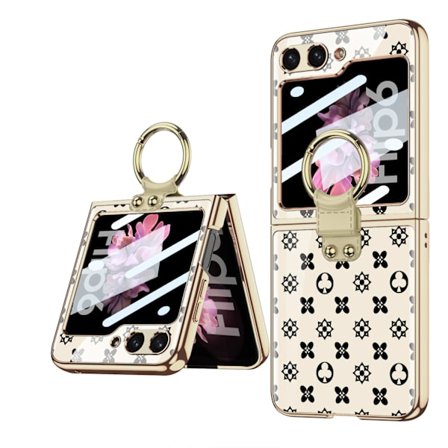 Passer for Samsung z flip6 mobiltelefondeksel galvanisert glass sammenleggbar skjerm zflip6 ringfeste