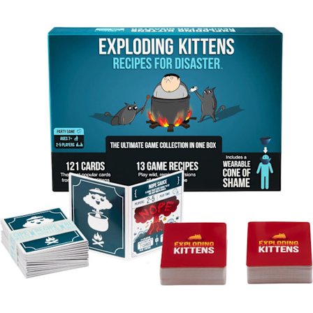 Exploding Kittens' Recipes for Disaster Exploding Kittens Deluxe Spillsett - Kortspill for Voksne, Tenåringer og Barn - Morsomme Familiespill