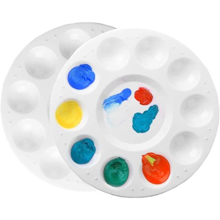 Hvit - 2-delt plastpalett, palett for kunstnerisk maling,