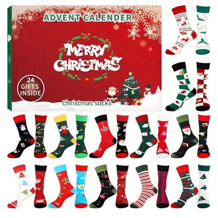 Julesokker Adventskalender 2025 24 Dagers Nedtelling Jule Sokker Boks Morsomme Fargerike Unisex Sokker Gave Til Menn Kvinner