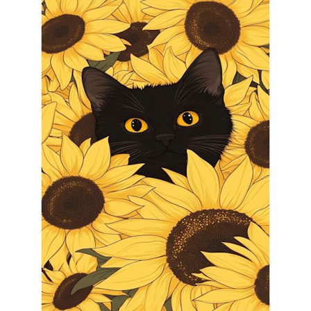 Diamond Art-kit för katter för vuxna, 5D Diamond Painting-kit för nybörjare, Solros DIY Full Round Drill Paint med diamanter för hemmaväggdekorpresent