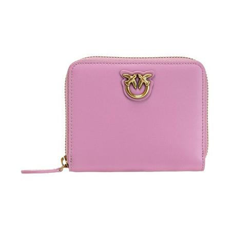 Pinko Kleine zip-around portefeuille in leer , Roze , Dames , Maat: ONE Size Portefeuilles