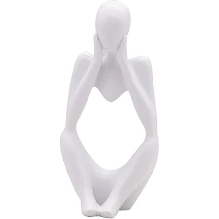 Tenkeren-statuen, harpiks Tenkeren Abstrakt skulpturstatue Moderne karakterfigurer Hvit