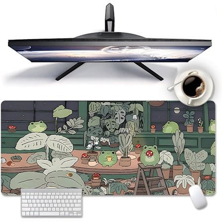 Skrivbordsmatta Gaming Musmatta Grön Groda Skrivbordsunderlägg Söt Katt Musmatta Stor Musmatta 80x30 cm (Groda)
