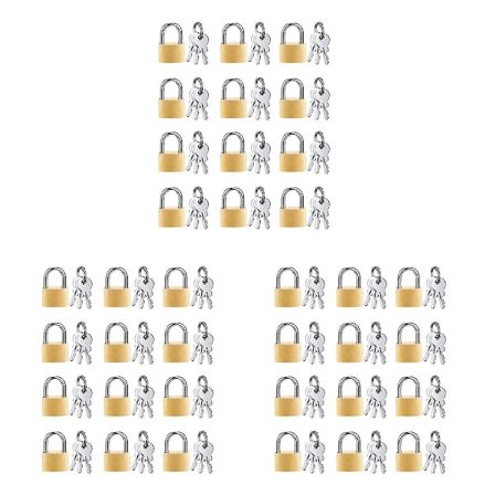 36 stk. Mini hængelås Lille hængelås Massiv messing låse med 3 nøgler til bagagelås, rygsæk, gymnastiksal Locke (FMY)