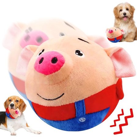 ING Hundeleker - Aktivitetsleker i plysj for kjæledyr - Plysjleker med gris - Mobile hundeleker - Interaktive hundeballeker - Anti-bitt treningsballer