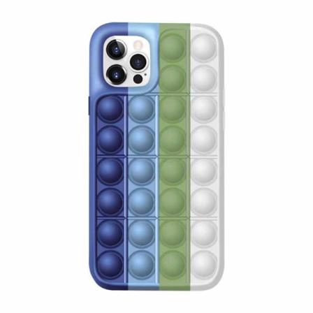 Iphone 12 / Iphone 12 Pro Pop It Fidget Multicolor Skal Mörkblå/ljusblå/grön/vit