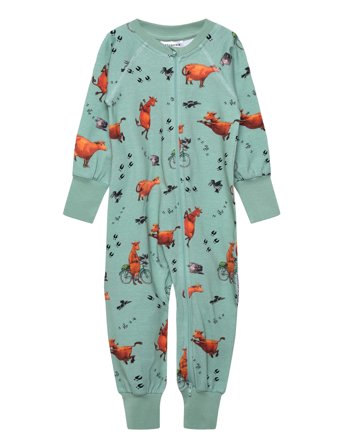 Mamma Mu Two Way Zip Pyjamas Green Geggamoja