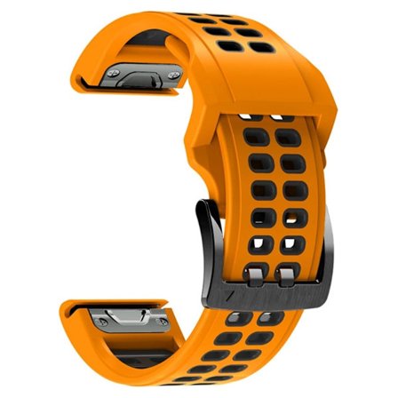 Garmin Fenix 7 / 6 / 5 silikoninen ranneke - Oranssi / Musta