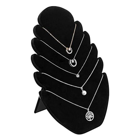 Musta samettikaulakorun koruteline, koruteline, riipuskorun pidike 5 kololla ketjuille, rannekoruille, 20 x 28 x 1,5 cm