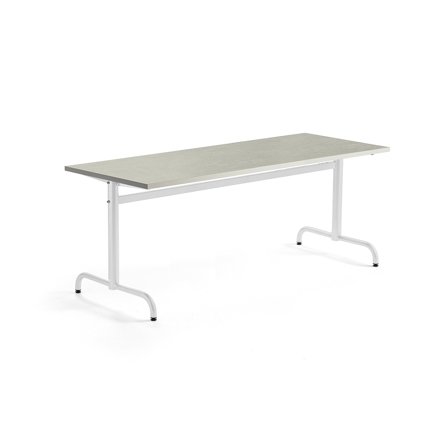 Tisch PLURAL, 1800x700x720 mm, Linoleum-Platte, grau, weiß