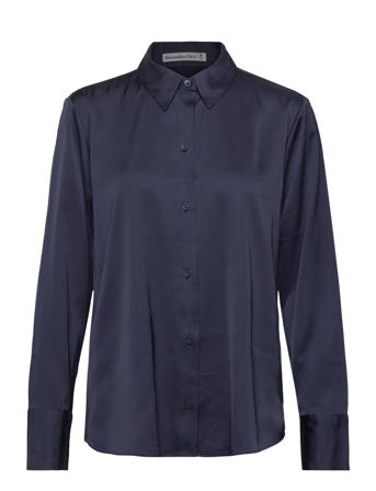 Anf Womens Wovens Långärmad Skjorta Navy Abercrombie & Fitch