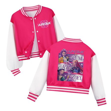 K-Pop Demon Hunters Barn Baseball Jacka Huntrix Grupp Topp Anime Y2K Streetwear Bomber Jacka för Pojkar & Flickor??