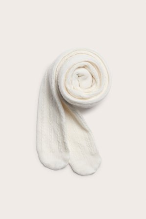 Kappahl | Kabelstickade strumpbyxor i ullmix | Offwhite