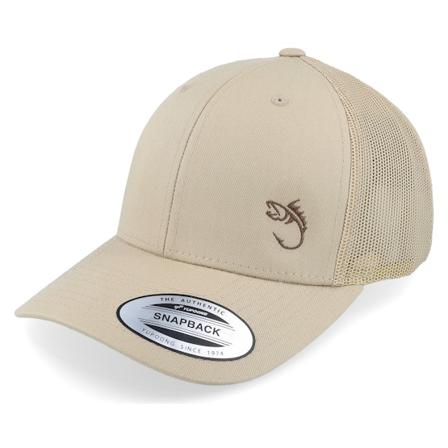 Skillfish - Beige trucker Keps - Brown Fish Hook Logo Khaki Trucker @ Hatstore