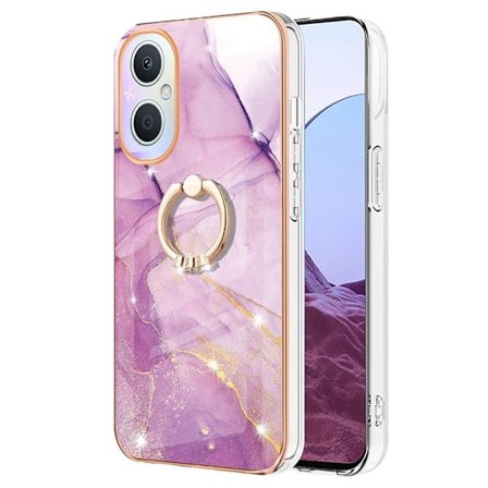 Marble Mønstret Cover med Ring Holder til OnePlus Nord N20 5G - Lyserød Marmor Haze
