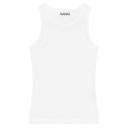 GANNI Soft Cotton Rib Tank Top Linnen Dam Vit XL