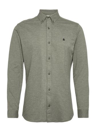 Jjpique Melange Logo Shirt L/S Skjorta Casual Grå Jack & J S