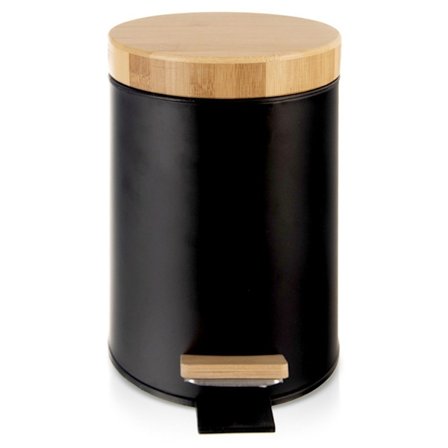 Metallinen roskakori polkimella musta MUSTA 3 l