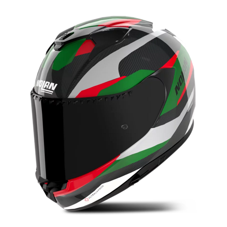 Integralhjelm Nolan X-904 Ultra Carbon Silver/Grøn/Rød Blank XL