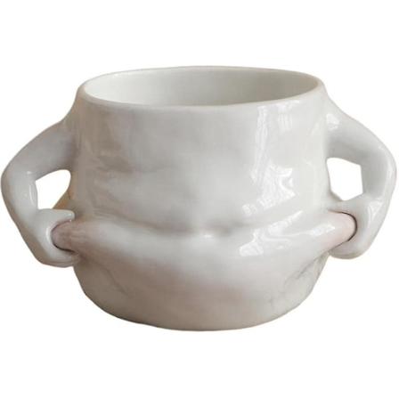 Kreativ Keramisk Kaffe Kanne Koppen Nyhet Hvit Gave Holdbar Søt Med Håndtak Stor Mage Morsom For Fest Kontor Pub Bursdag Kjøkken