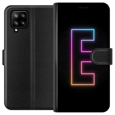 Kompatibel Tegnebogsetui til Samsung Samsung Galaxy A42 5G Minimalistisk neonbogstav E i lyse farver mod mørk baggrund i moderne og stilren design