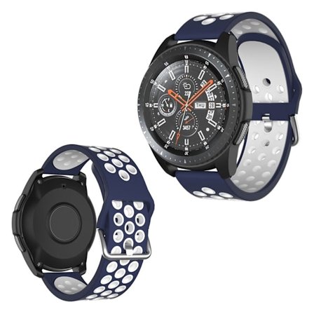 Samsung Galaxy Watch (46mm) / Gear S3 / S3 Frontier klockarmband i silikon med två färger - Mörkblå / Vit