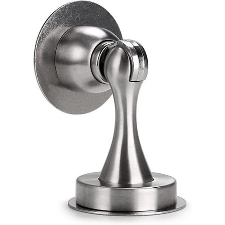 Rustfrit magnetisk dørstopperholder selvklæbende/skjulte skruer monteret, gulv- eller vægmonteret - Stærkt magnetdesign (1 stk., sølv)