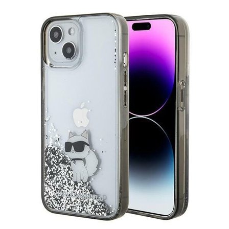 Karl Lagerfeld Liquid Glitter Choupette fodral för iPhone 15 - transparent
