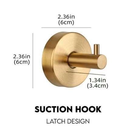 Kroge med vakuumsug - Stærke sugekroge - 4 stk. - 304 rustfrit stål - Håndklædekroge (Guld)