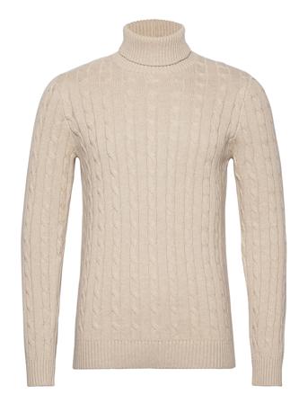 Slhryan Structure Roll Neck W Beige Selected Homme
