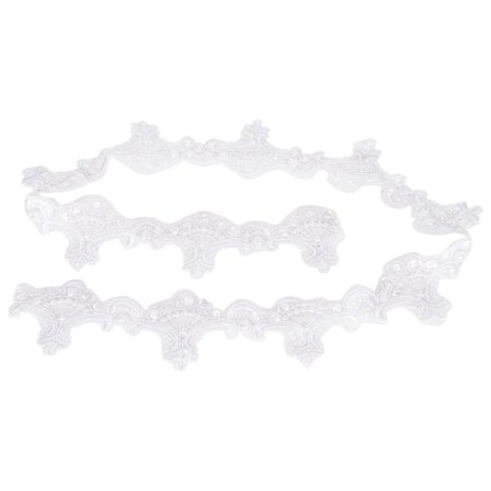 Dekorativ blonder med perler, polyester, brodert lapp, klær, dekor, tilbehør, 1 meter, hvit