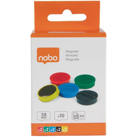 Nobo Magneetit 38 mm Strong 10 kpl Värisekoitus