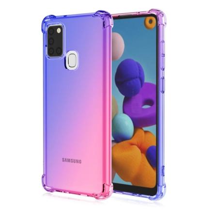 Samsung Galaxy A21S - Floveme Silikonskal Blå/Rosa