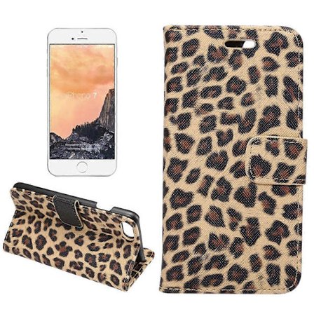For iPhone 8 & 7 Leopardmønster Horisontal Flip Lærveske med Holder & Kortspor & Lommebok [BR]