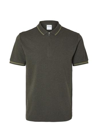 Slhslim-Toulouse Detail Ss Polo Noos Tops Polos Short-sleeved Green Selected Homme