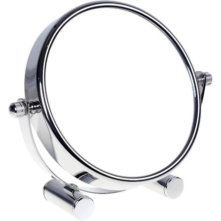 Smink/kosmetik spegel, 360 roterbar, dubbelsidig: normal och 5x förstoring. Stående spegel, rakspegel, badrumsspegel, krom