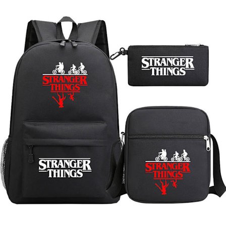 Stranger Things Rygsæk 3-delt Sæt Student Skole Taske Canvas Taske