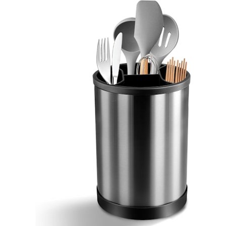 Roterende kjøkkenredskapsholder, bestikkurv i rustfritt stål, redskapsorganisator for skje, gaffel