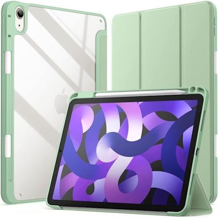 iPad Air 5/4 Fodral med Pennhållare, Tunt Genomskinligt Bakstycke & Ställ [JSR]