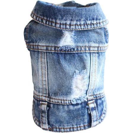 Hundejeansjakke, Blå Valpe Denim T-skjorte, Maskinvaskbar Hund