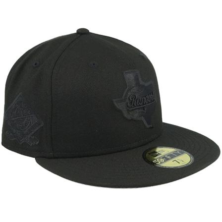 New Era - Texas Rangers Charcoal Smoke 59FIFTY Bob Stad Black Fitted Fitted Black Cap - MLB @ Hatstore