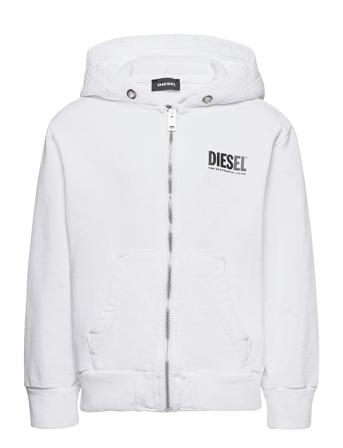 Sgirkhoodzip-Logo Over Sweat-Shirt Hoodie Vit Diesel