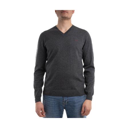 Sun68, Maglia V Neck Solid Grijs, Heren, Maat:L