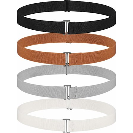 4 stk. usynlige damebælter elastiske bælter flade spænderem