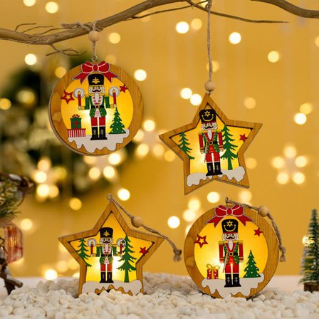 4 stk. juletrepynt i tre med lys - Knights Vintage Chri