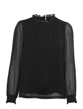 L/S Woven Metallic Top Black Superdry