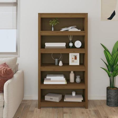 Vidaxl Bokhylla Honungsbrun 80x35x154 Cm Massiv Furu Brun