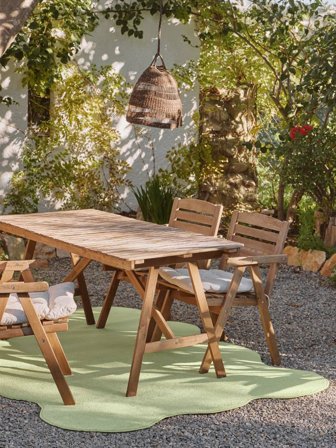 Innen-/Outdoor-Teppich Abstrakt Waschbar Klein Olga - Grün 80X200 Im Modernen Stil